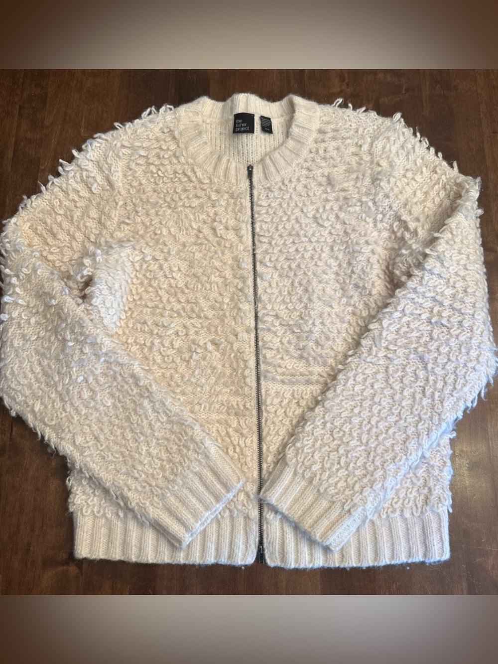 Eileen Fisher The Fisher Project‎ Sweater Ivory Zip Up Cozy Fall Winter XS